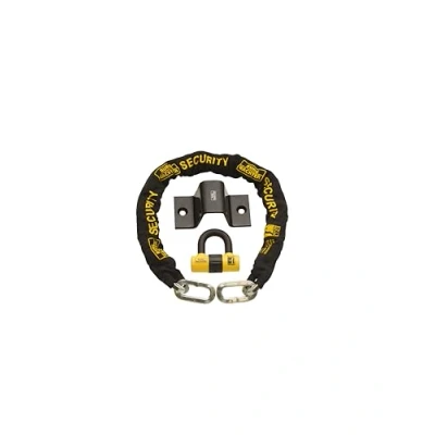 Image of Burg Wachter 12mm Sold Secure Motorbike Chain &amp; Ground Anchor Gold Lock, Black, 1M