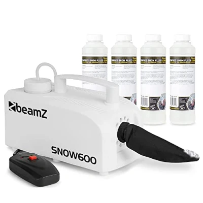 Image of beamz Snow600 Snow Machine with 20L Concentrated Fluid Fake for Party, Festivals, and Events Create Realistic Effects Indoors Outdoors