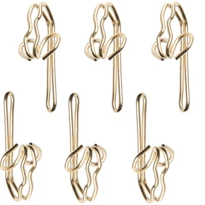 Image of Curtain Hooks Metal Header Tape Drapery for curtains 2.9x1.2cm (100 Pack gold)……