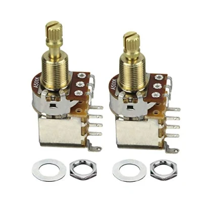 Image of FLEOR 2PCS A500K Push Bounce Switch Potentiometer Audio Taper Pot Long Split Copper Shaft for Electric Guitar Bass Volume/Tone Controls