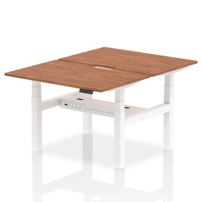 Image of Air B2B 1200x800 Adjustable 2P Bench Desk Scalloped Walnut/White