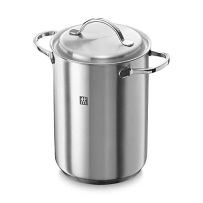 Image of ZWILLING 40990 005 24 cm Pasta/Asparagus Pot Large Cooking with Hooked Basket, 4.5L Stockpot, Induction Hob Suitable, Spaghetti Pan Strainer, 18/10 Stainless Steel Cookware, Pressure
