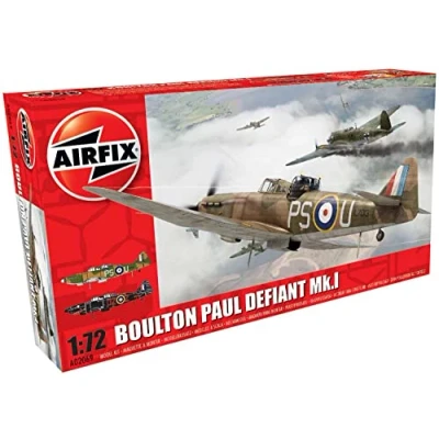 Image of Airfix Model Set A02069 Boulton Paul Defiant Mk.I Building Kit Plastic Plane Kits for Adults &amp; Children 8+, Includes Sprues Decals 1:72 Scale
