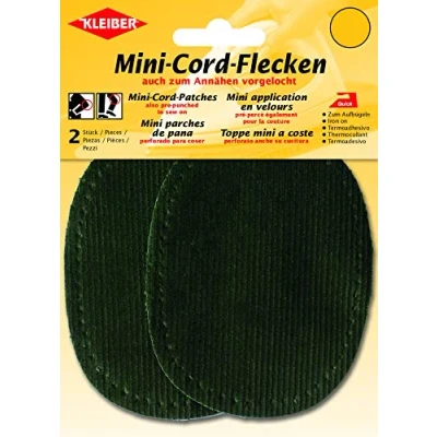 Image of Kleiber Small Iron On or Sew Oval Cord Arm/Knee Patches Green