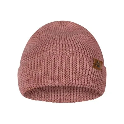 Image of DANISH ENDURANCE Merino Wool Beanie Hat, Thermal Autumn Winter Hats, Fisherman Beanie, Knit, for Men and Women, Unisex, Pink, One Size