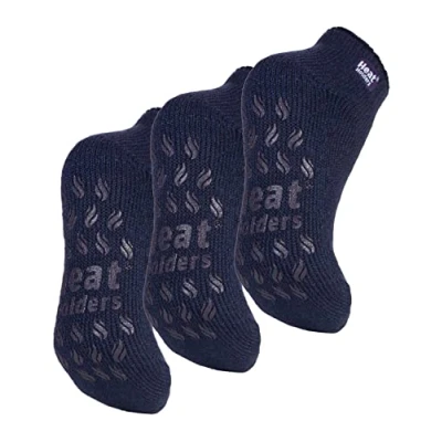 Image of HEAT HOLDERS 3 Pair Multipack Ladies Ankle Slipper Socks Womens Fleece Low Cut Fluffy with Grippers (4 8, Deepest Plum)