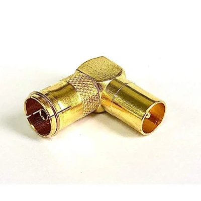 Image of electrosmart Gold Plated 90 Degree Right Angle/Angled TV Aerial Cable/Coax Plug Lead Adaptor Male Coax/Coaxial to Female Socket Connector