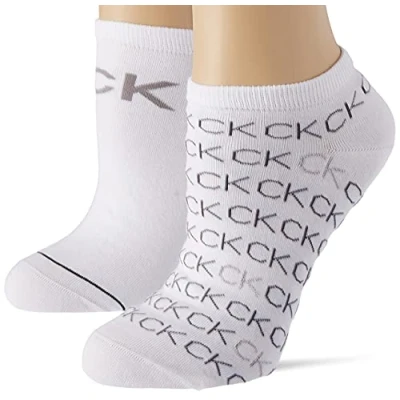 Image of Calvin Klein Women&#039;s Logo Sneaker, White, ONE Size (Pack of 2)
