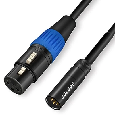 Image of JOLGOO Mini XLR Male to Female Adapter Cable, 3 pin for BMPCC 4K Camera Video Assist Sharp 8K, 2 Meters