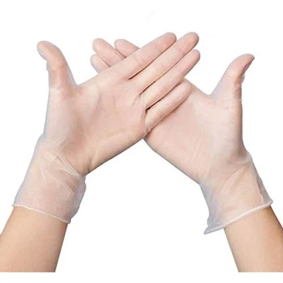 Image of STRONG QUALITY CLEAR Vinyl Powder Free MEDIUM SIZE Gloves Latex Food Safe Medical Examination Ambidextrous Pack of 100 AQL 1.5 EN455 CLASS 1