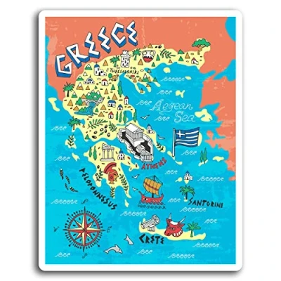 Image of 2 x 10cm Greece Santorini Crete Vinyl Stickers Sticker Laptop Luggage #19440 (10cm Tall)