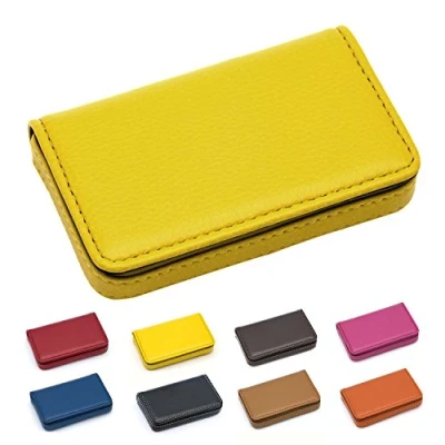 Image of padike Business Name Card Holder Luxury PU Leather,Business Wallet Credit ID Case/Holder for Men &amp; Women Keep Your Cards Clean (Yellow)