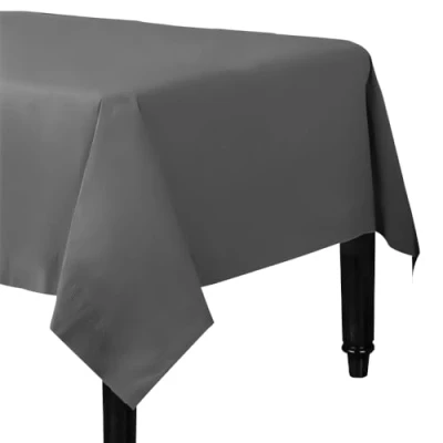 Image of Pack of 4 Paper Disposable Table Cover Tablecloth for Indoor or Outdoor All Occasion Baby Shower, Wedding, Birthday, Christmas, Halloween, Easter Party Decorations 90x90cm (Silver)