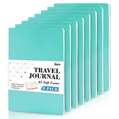 Image of feela 8 Pack Soft Cover Notebooks A5 Lined Journal College Ruled for Work, Travel Women Men, Note Taking Notepad School Supplies Business Writing Books, Yellow