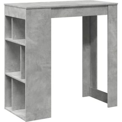 Image of vidaXL Bar Table with Racks Pub Bistro Tall Table, Concrete Grey Engineered Wood, 102x50x103.5 cm, 6 Compartments, Kitchen/Dining Area