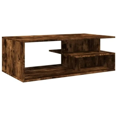 Image of vidaXL Coffee Table Smoked Oak Rectangular Engineered Wood 102x55x35 cm Modern Living Room Furniture