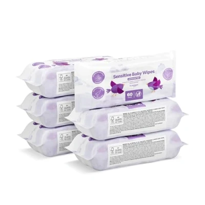 Image of by Amazon Sensitive Baby Wipes 360 Wipes, 6 Pack of 60