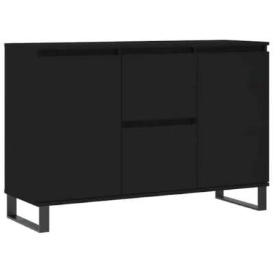 Image of vidaXL Engineered Wood Sideboard, 104 x 35 70 cm, Black Finished Industrial Style Cabinet, with Spacious Drawers &amp; Doors