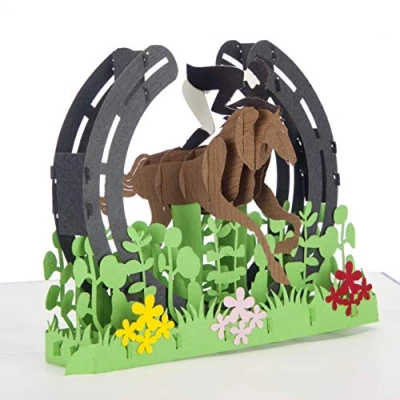 Image of Cardology Cross Country Equestrian Pop Up Card Birthday for Horse Lovers, Mother&#039;s Day Cards, Friendship Cards Handmade