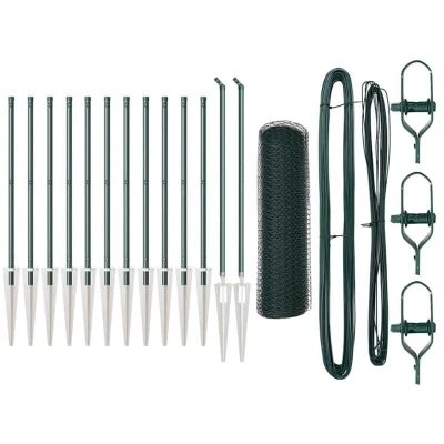 Image of vidaXL Hexagon Fence Green 0.8x25 m Steel