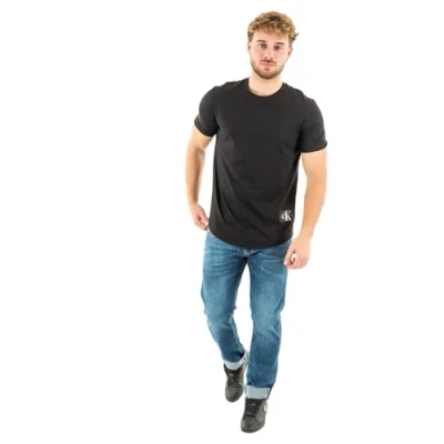 Image of Calvin Klein Jeans Badge TURN UP Sleeve Basic Tshirt, Men&#039;s, Size: 3XL, Black