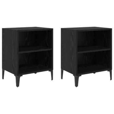Image of vidaXL Bedside Cabinets 2 pcs Black Oak 40x30x50 cm Engineered Wood
