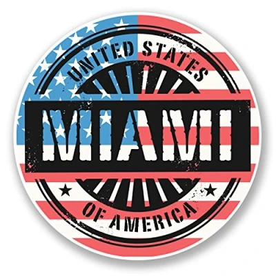 Image of 2 x 10cm Miami Florida USA Vinyl Sticker Travel Luggage Flag Map Laptop #6068 (10cm 10cm)