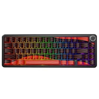 Image of ATTACK SHARK X65PRO HE Rapid Trigger Wireless Gaming Keyboard, 0.01mm RT Accuracy 8000Hz Wired Keyboard with Magnetic Switch, Adjustable Actuation, Snap Tap, RGB Lighting for PC/Mac, Red Contours