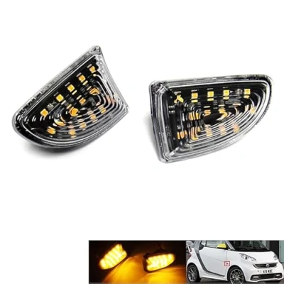 Image of RZG 2x Clear Lens Side Indicator Amber LED Marker Repeater Light For 2007 2014 Fortwo Coupe Cabrio 451