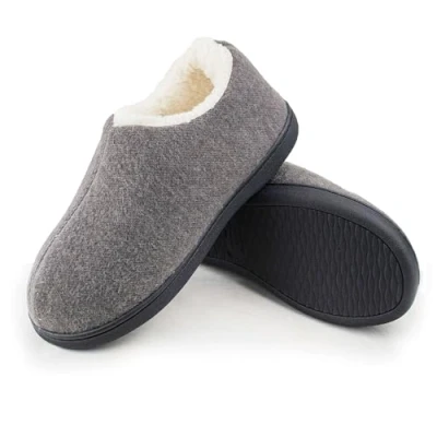 Image of Women Men Warm Closed Back House Shoes with Fleece Lining, Wool Felt Memory Foam Slippers Anti Slip Indoor Outdoor