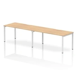 Image of Evolve Single White Frame Bench Desk 1600 Maple (2 Pod) BE349