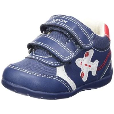 Image of Geox Baby B Elthan Boy First Walker Shoe, Lt Navy Red, 3.5 UK Child