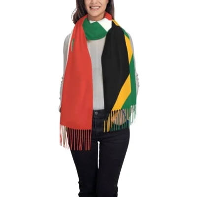 Image of UVBDF South African Flag Sweet Print Women&#039;S Super Soft Classic Cashmere Winter Fringed Scarf For Spring Fall