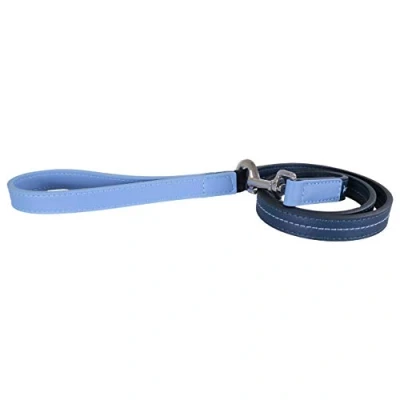 Image of Rosewood Baby blue &amp; navy leather dog lead 3/4 * 40&quot;, One Size