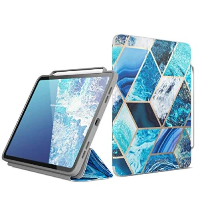 Image of i Blason Cosmo Case for New iPad Pro 12.9 Inch (2021 2020 2018 Release), Full Body Trifold Stand Protective Smart Cover with Auto Sleep/Wake &amp; Pencil Holder (Ocean)
