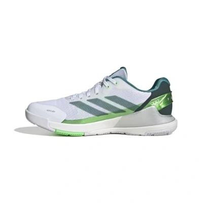 Image of adidas Men&#039;s Crazyquick Lightstrike Padel Shoes, Cloud White/Aurora Ivy/Lime Burst, 14 UK
