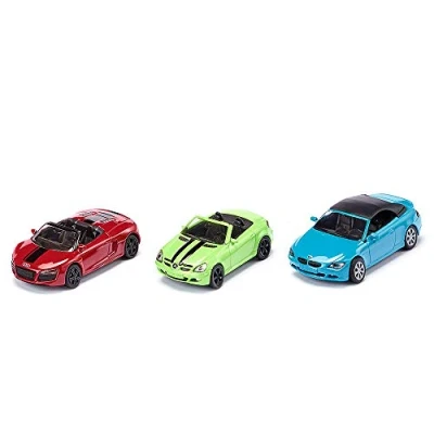 Image of siku 6314, 3 Piece Convertible Set, Metal,Plastic, Red,Green,Blue, with removable roof, Can be combined models of the same scale