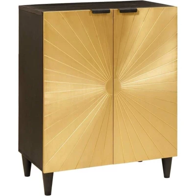 Image of vidaXL Sideboard Black and Gold 60 x 33 75 cm Solid mango wood