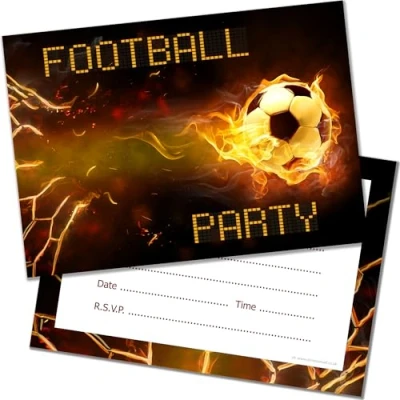 Image of Olivia Samuel 20 x Football Birthday Party Invitations from Kids Invites A6 Postcard Size with envelopes