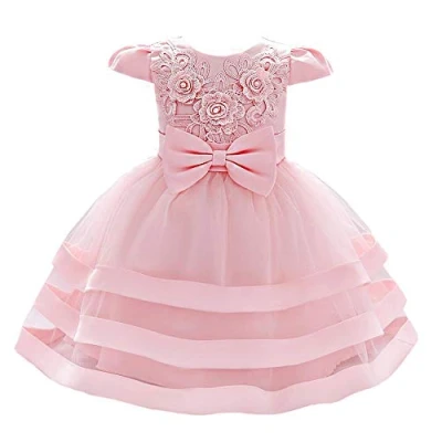 Image of Lito Angels Baby Girls Flower Girl Bridesmaid Dress Wedding Party Embroidered Floral Elegant Ball Gown Age 18 24 Months Pink 424