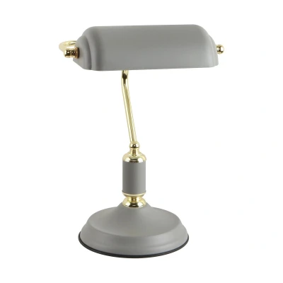Image of Lampa Bankers Table Lamp, Matt Grey, Gold, White, 1x E27