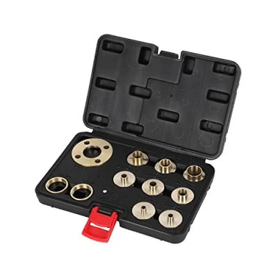 Image of KATSU Brass Router Guide Bush Bushing Set 11 Pieces, Imperial Size High Precision Template Lock Nut and Adapter Kit with Case 105435
