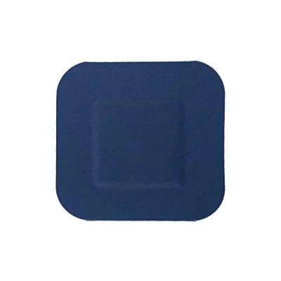 Image of Steroplast 50 X STEROCHEF STERILE CATERING KITCHEN BLUE DETECTABLE WASHPROOF FIRST AID PLASTERS SQUARE 4CM