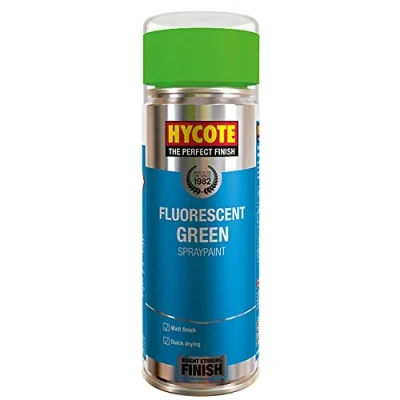 Image of Hycote XUK469 Fluorescent Green Spray Paint Aerosol Auto Car All Purpose 400ml (1 Pack)