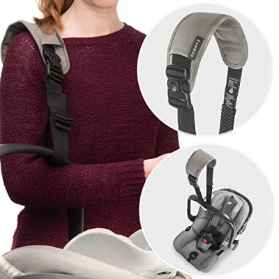 Image of Zamboo Carrying Strap for Baby Car Seat Universal Aid with Non Slip Pad and Shoulder Makes Transport of Seats (e.g. Maxi Cosi, Cybex, etc.) Black / Grey