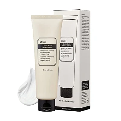 Image of DearKlairs Gentle Black Facial cleanser, 4.73 Fl Oz Vegan, low pH, Hydrating Finish, 99% Fine Dust Removal, A Creamy foam daily face wash