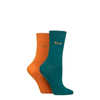 Image of Elle Ladies Bamboo Fibre Socks Soft, Breathable &amp; Cooling Plain in a Multipack of 2 Pairs Sizes 4 8 Marmalade