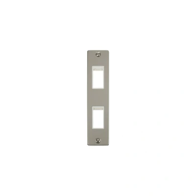 Image of Click Deco 2G MiniGrid Double Aperture Unfurnished Architrave Plate Pearl Nickel White Inserts