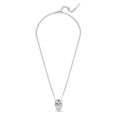 Image of Police Men&#039;s Stainless Steel Vertex 3D Skull Chain Pendant Necklace, silver