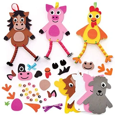 Image of Baker Ross FC815 Farm Dangly Legs Decoration Kits Pack of 5, Kids Foam Crafts, Bead Arts and Crafts